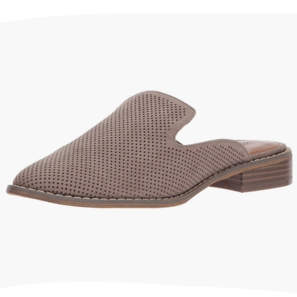 Indigo Rd. Perforated Microsuede Taupe Slide Mules Woman’s 8.5M